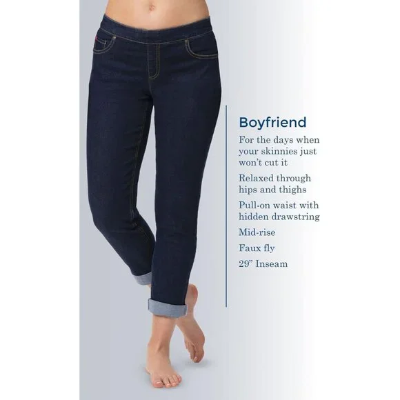 Boyfriend Jeans Women Elastic Waist Casual Relaxed Fit Soft Denim